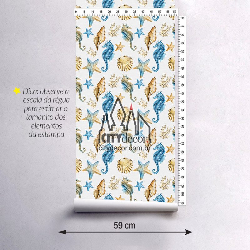 Adesivo papel de parede cavalo marinho