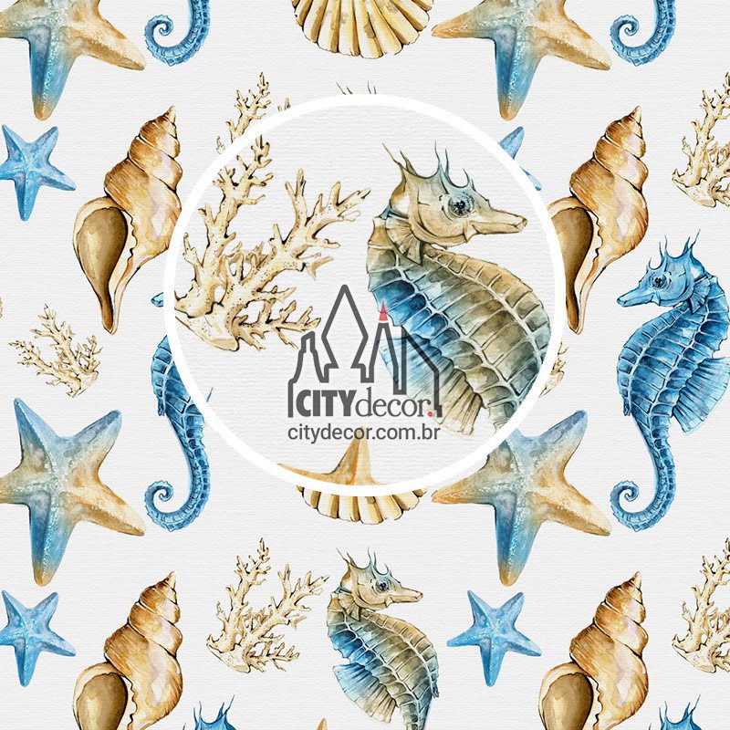 Adesivo papel de parede cavalo marinho