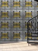 Papel de parede estilo industrial metal central 191