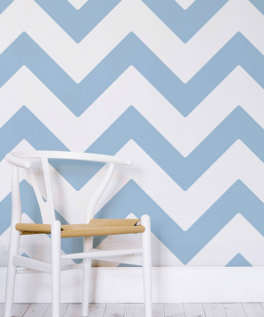 Papel de parede chevron zig zag grande azul e branco