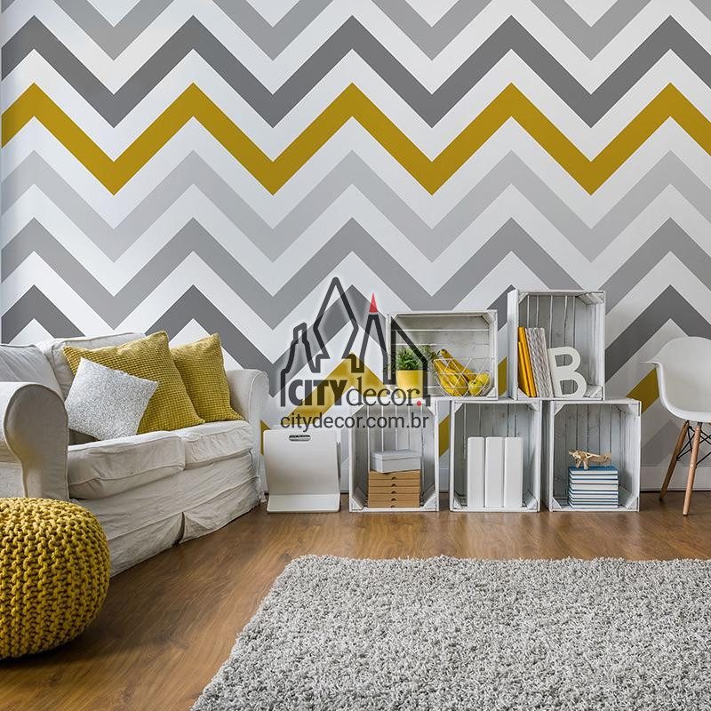 Papel de parede chevron cinza e amarelo ouro Papel de parede chevron cinza e amarelo escuro