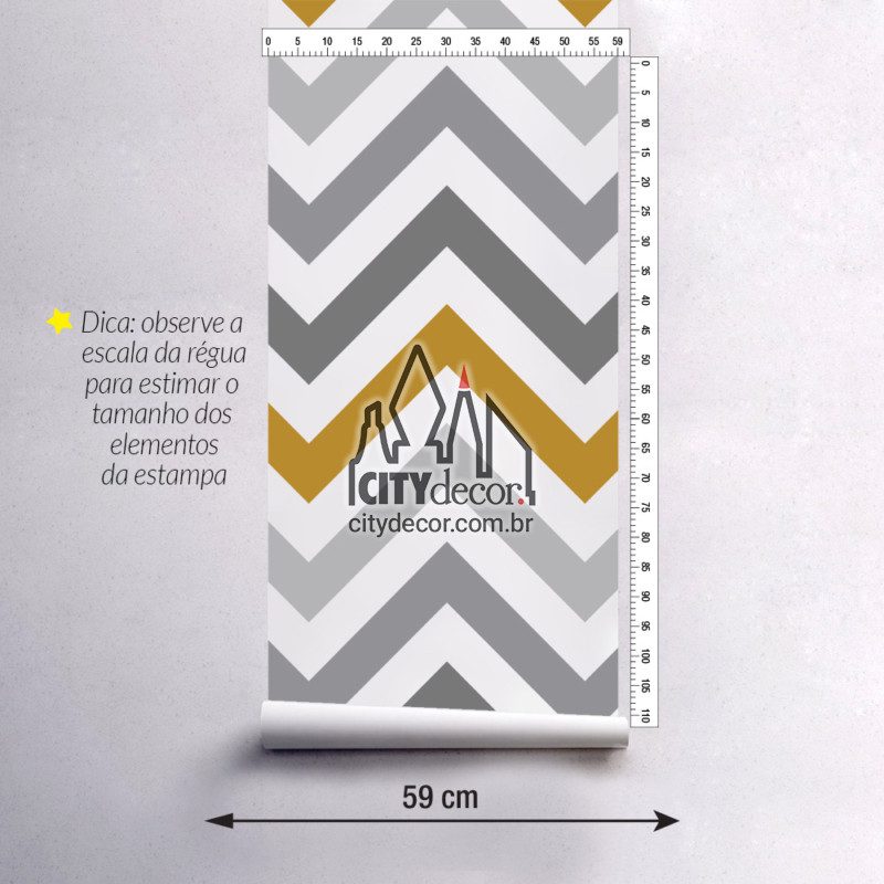 Papel de parede chevron cinza e amarelo ouro Papel de parede chevron degrade cinza e amarelo