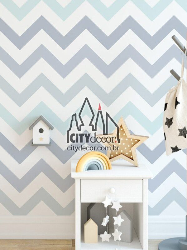 Papel de parede chevron degradê azul