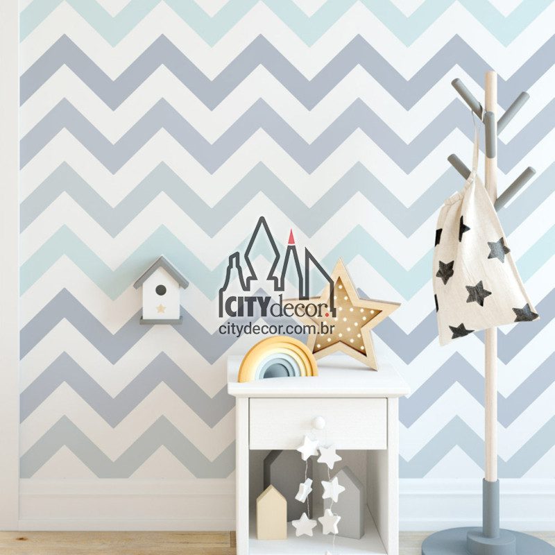 Papel de parede chevron degradê azul Papel de parede chevron degradê azul