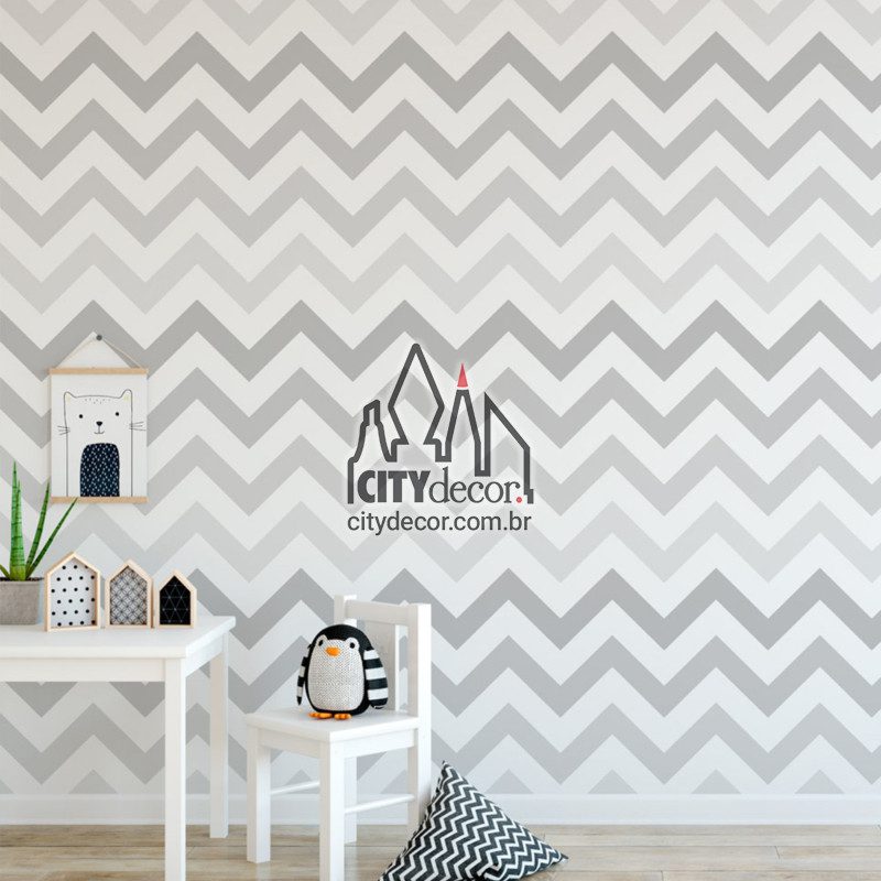 Papel de parede chevron degradê cinza Papel de parede chevron degradê cinza e branco