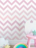Papel de parede chevron degradê rosa