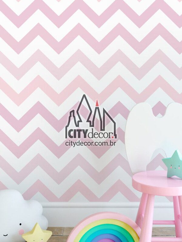 Papel de parede chevron degradê rosa