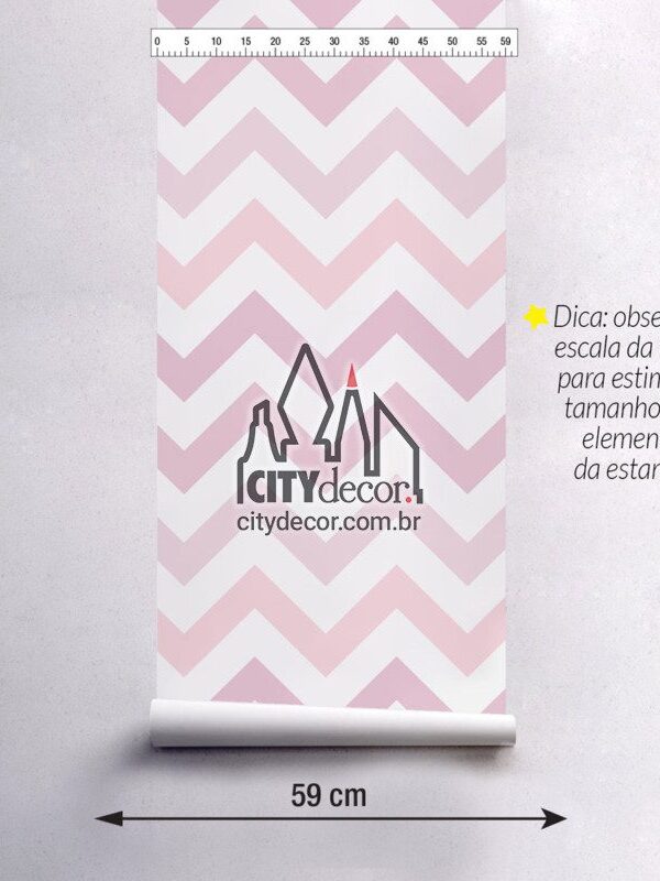 Papel de parede chevron zig zag tons de rosa