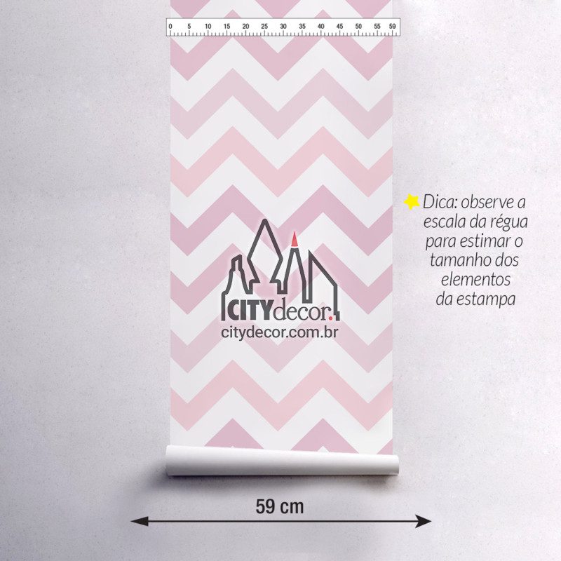 Papel de parede chevron degradê rosa - folha Papel de parede chevron zig zag tons de rosa