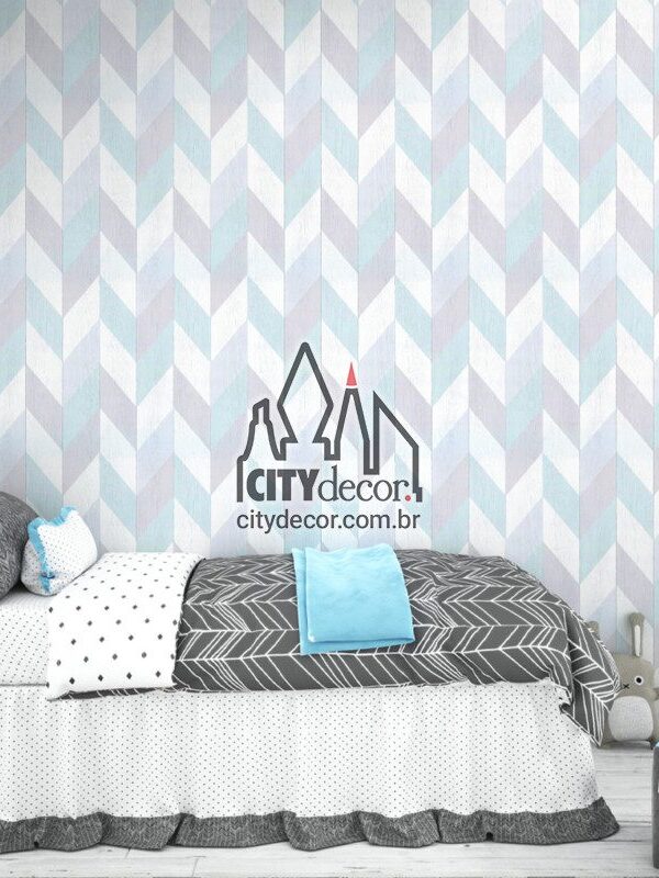 papel de parede chevron azul polar