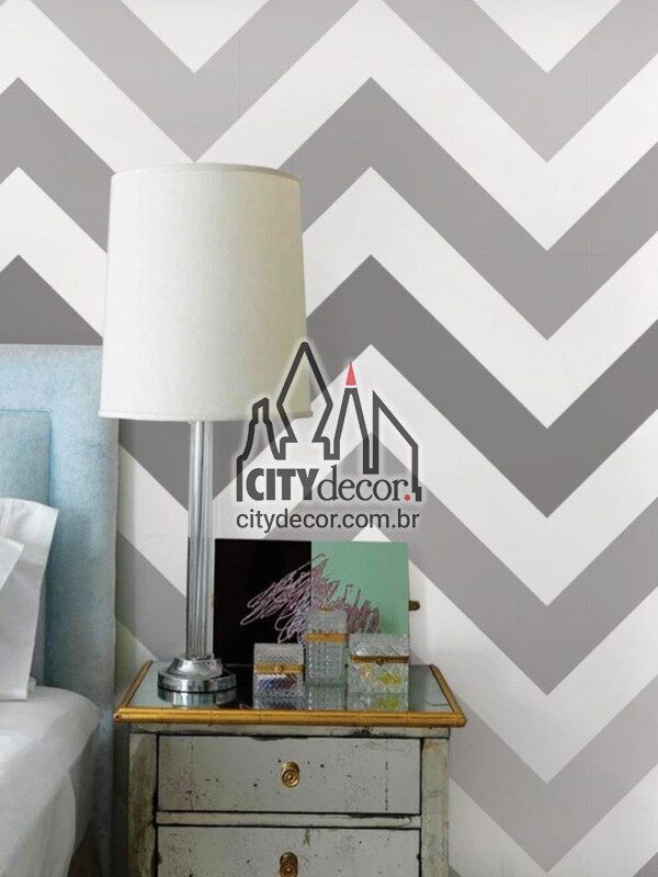 Adesivo papel de parede chevron tons de cinza para quarto
