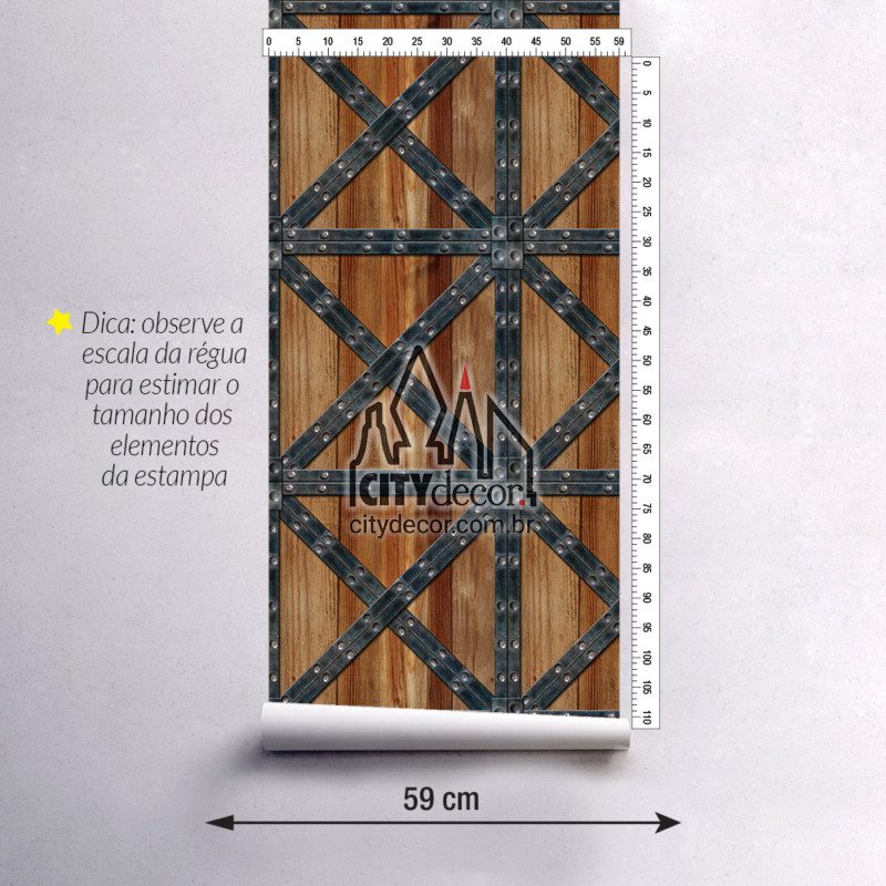 Adesivo papel de parede container de madeira