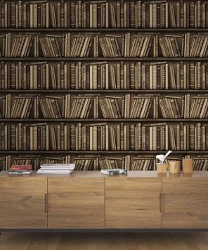 papel de parede estante de livros