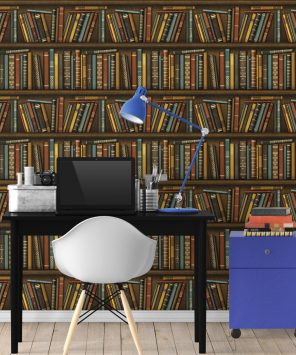 papel de parede prateleiras de livros