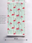 Papel de parede flamingos verde