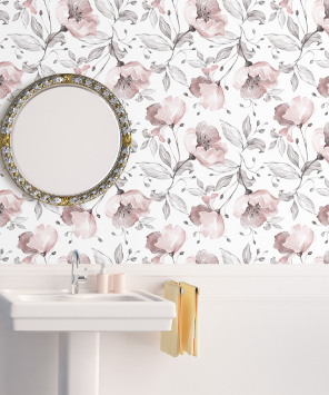 papel de parede floral anêmonas rosas