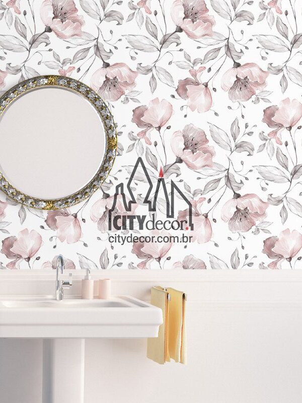 papel de parede floral anêmonas rosas