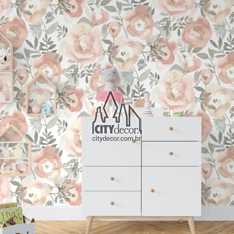 Papel de parede adesivo floral rosé delicado parede adesivo floral rosé delicado