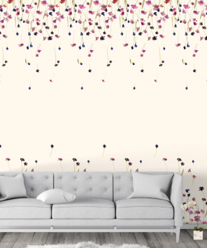 Papel de parede floral flores rosa e lilás
