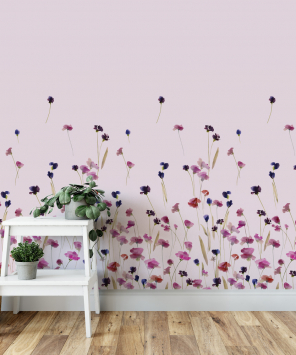 Papel de parede floral flores rosa e lilás