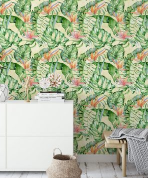 Papel de parede folhagem tropical