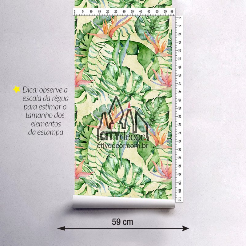 Adesivo papel de parede folhagem ave do paraíso