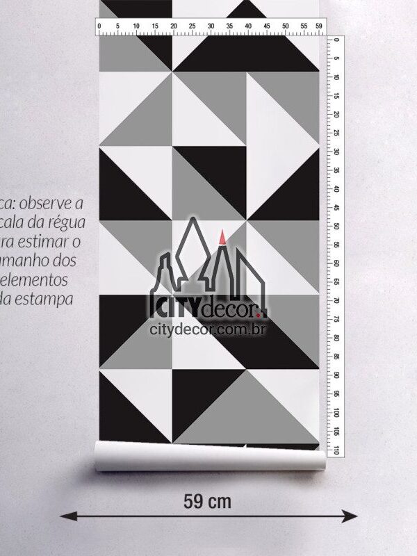 Papel de parede geométrico preto e branco bodoni