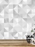 Papel de parede geométrico cinza grafite quadrados e triângulos