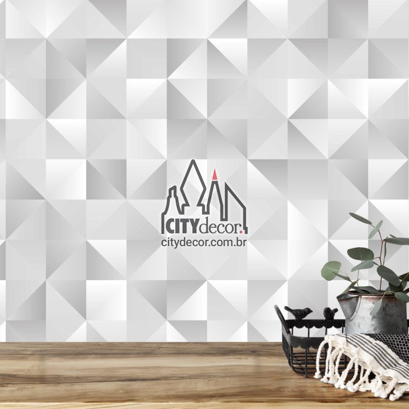Adesivo papel de parede geométrico cinza grafite Papel de parede geométrico cinza grafite quadrados e triângulos