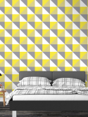 papel de parede geométrico amarelo e cinza