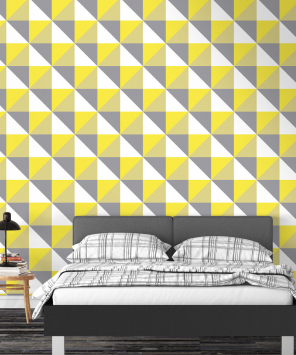 papel de parede geométrico amarelo e cinza