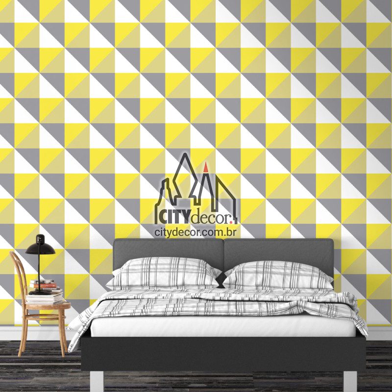 papel de parede geométrico amarelo e cinza papel de parede geométrico amarelo e cinza