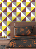 papel de parede geométrico vermelho e amarelo