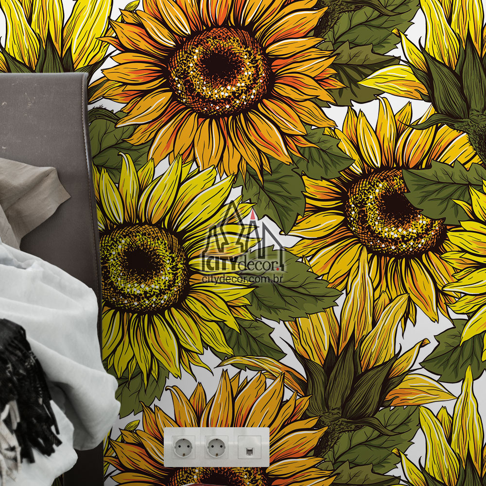 papel-de-parede-girassois-desenhados-2