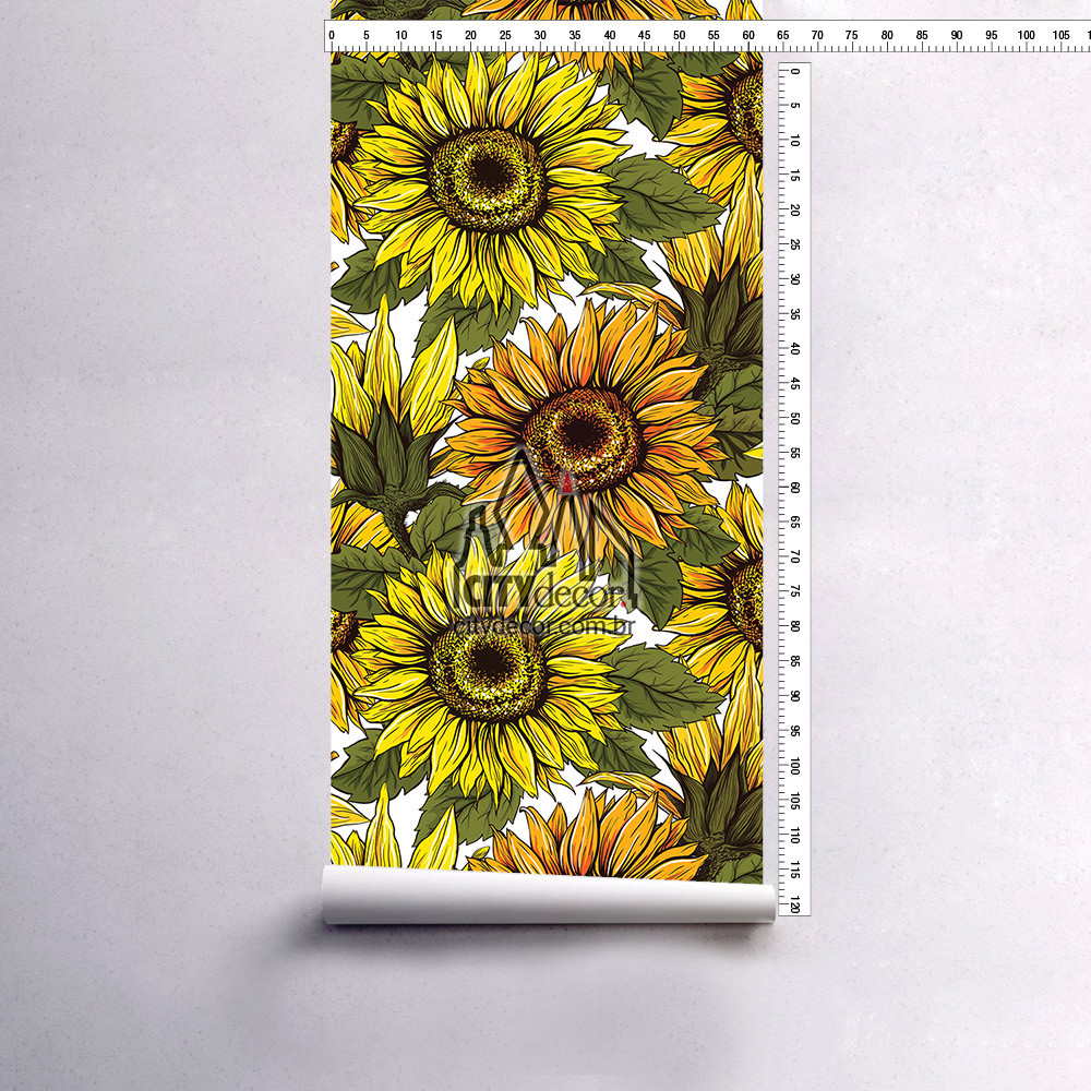 papel-de-parede-girassois-desenhados-folha