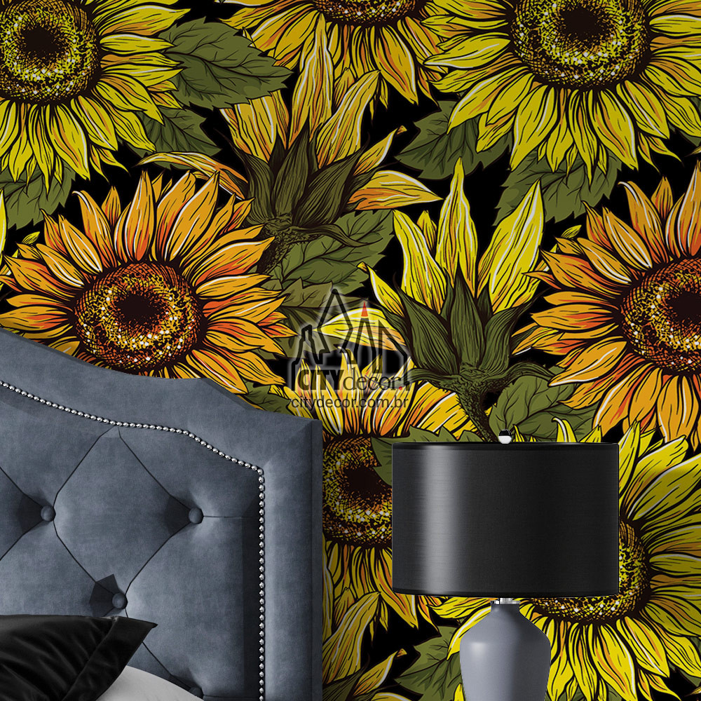 papel-de-parede-girassois-desenhados-preto-3