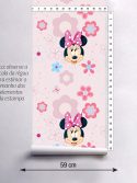 Papel de parede infantil Minnie rosa com flores