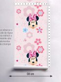 Papel de parede infantil Minnie rosa com flores