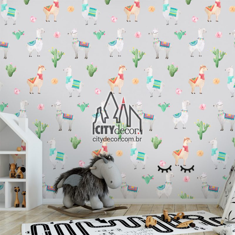 Papel de parede lhamas peruanas cinza Papel de parede lhamas peruanas cinza