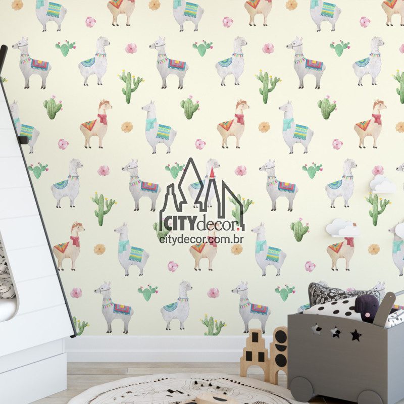 Adesivo papel de parede lhamas peruanas Papel de parede lhamas infantil amiguinhas