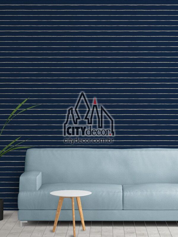 Papel de parede listras finas tortinhas azul