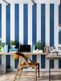 Papel de parede listrado náutico azul atlântico
