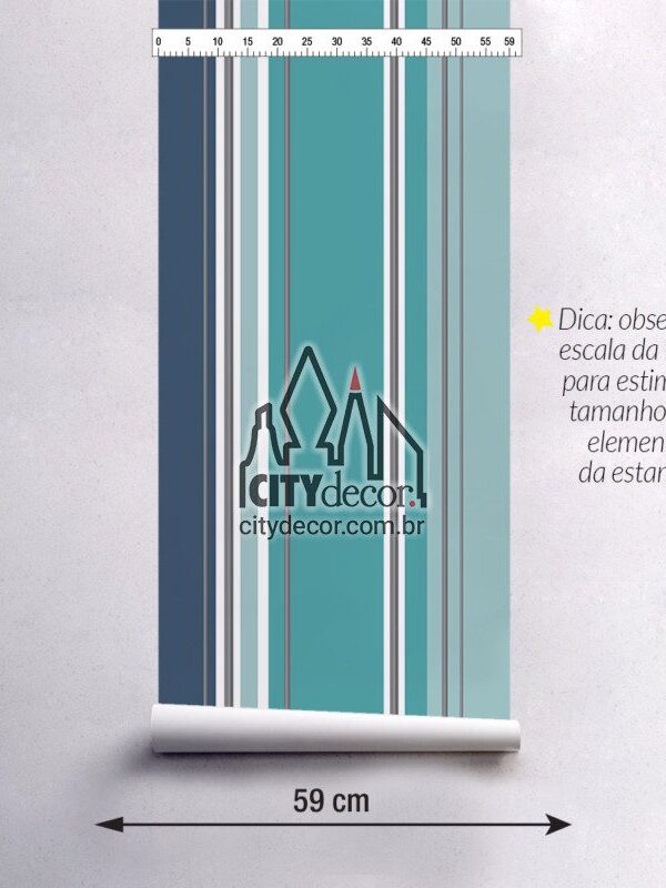 Papel de parede listrado azul caribe