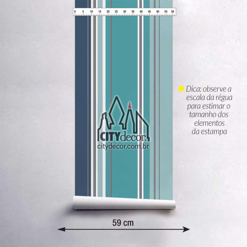 Papel de parede listrado caribe Papel de parede listrado azul caribe