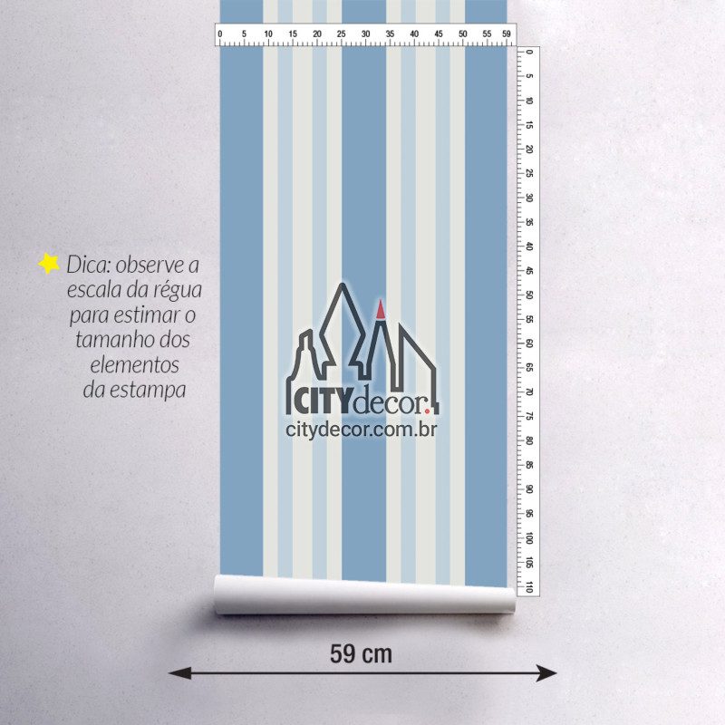 Papel de parede listrado azul dos sonhos Papel de parede listrado azul e bege