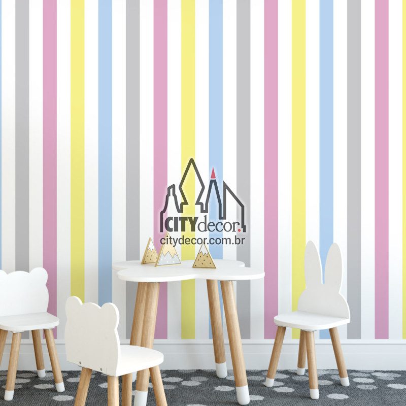 Papel de parede infantil listrado Papel de parede infantil listrado