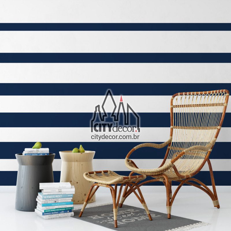 Adesivo papel de parede listrado horizontal gradação Papel de parede listrado horizontal gradação azul e branco listras finas e grossas