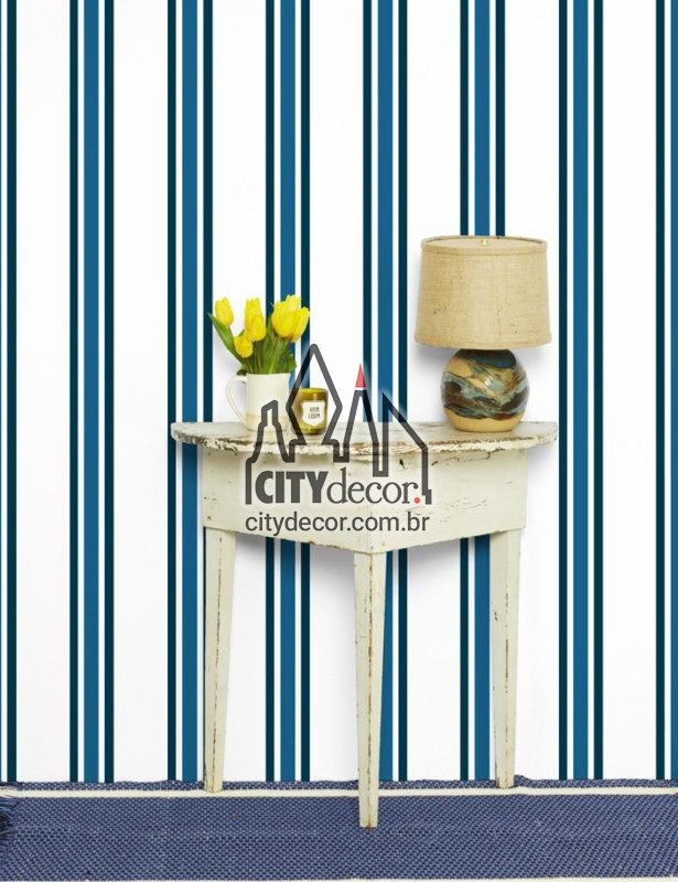 Adesivo papel de parede listrado índigo
