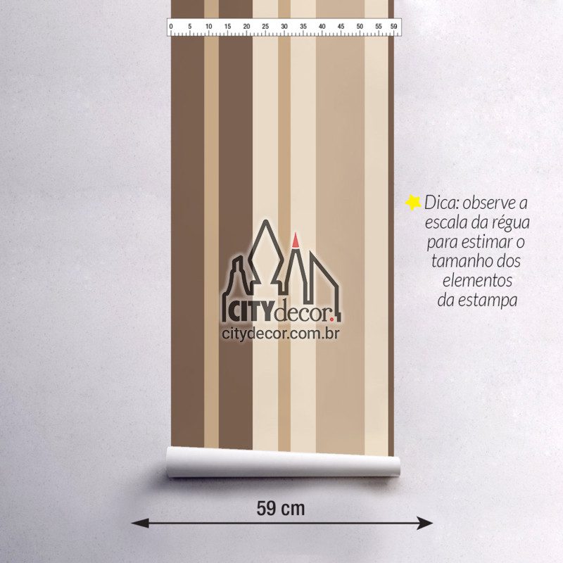 Papel de parede listrado pavê de chocolate Papel de parede listrado marrom e bege