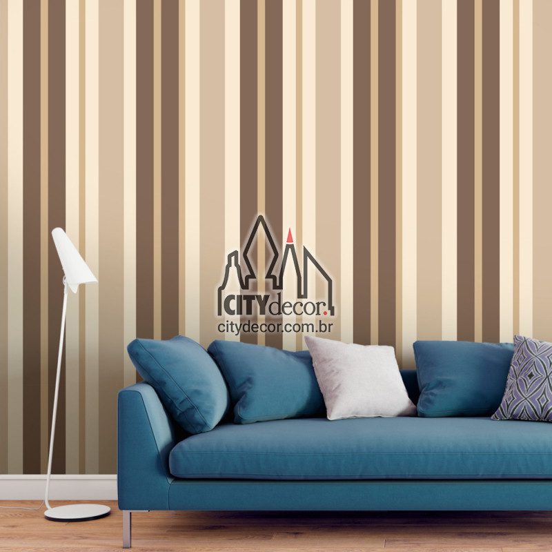 Papel de parede listrado pavê de chocolate Papel de parede listrado marrom e bege
